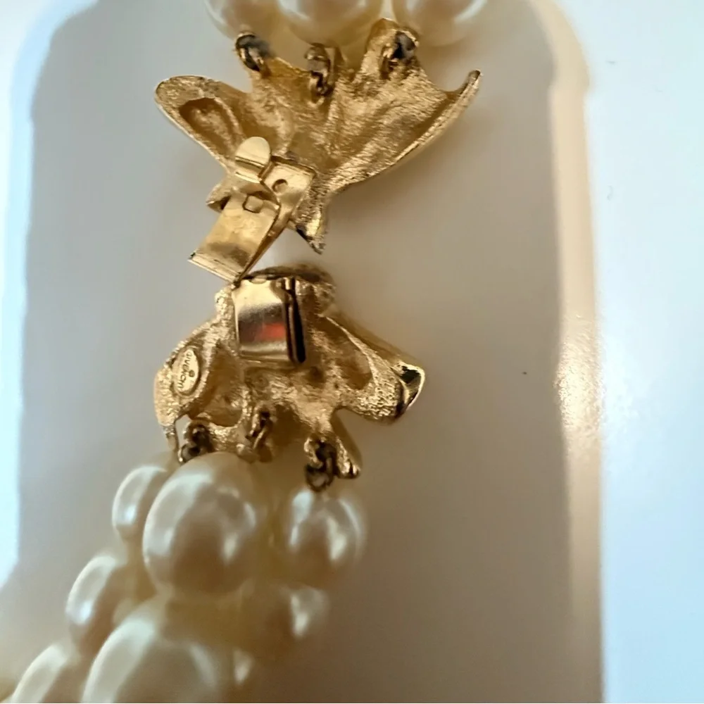 Givenchy Vintage EUC Classic Triple Strand Faux pearl Necklace - Picture 5 of 8